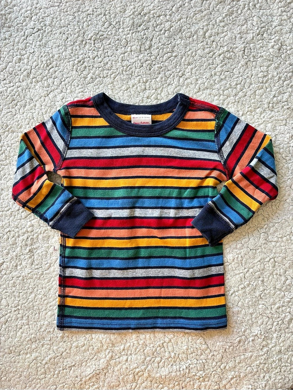 Hanna Andersson Long Sleeve Striped Pajama Top Organic Cotton Boys 18–24 mos